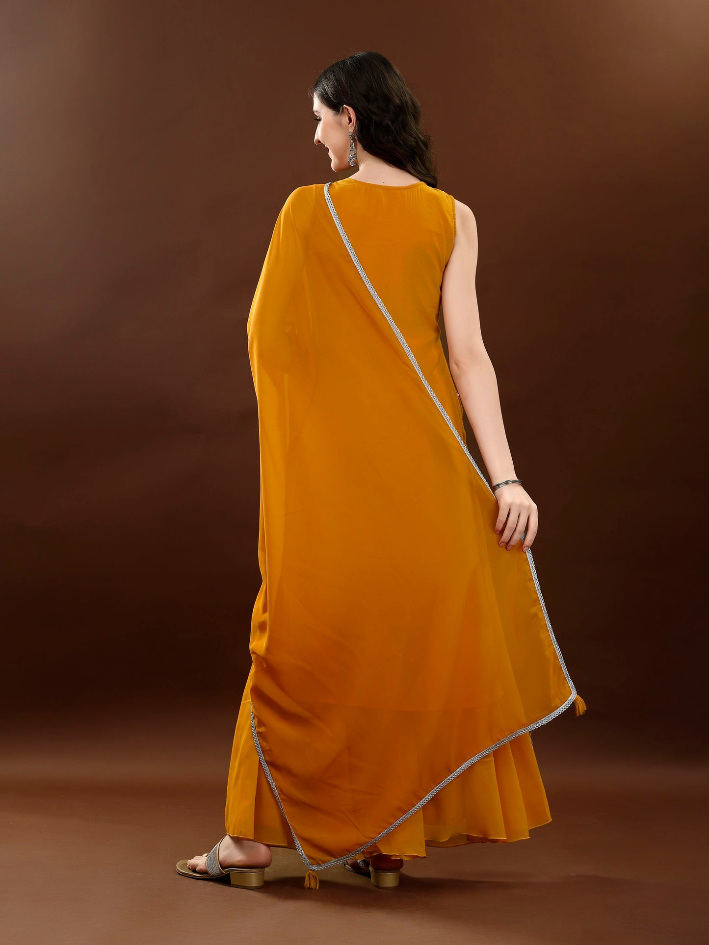 Women's Embroidered Georgette  Kurta Palazzo and Dupatta Set