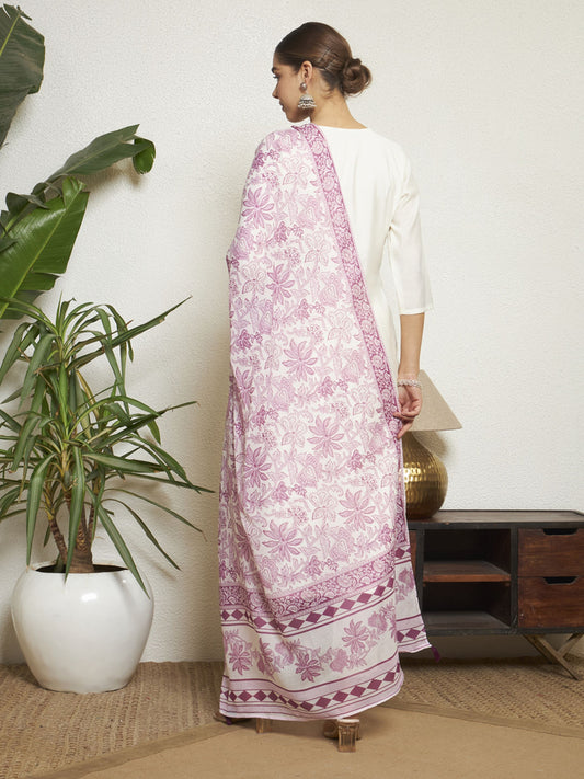 Wine Embroidered Silk Women's Kurta, Pyjama & Dupatta Set