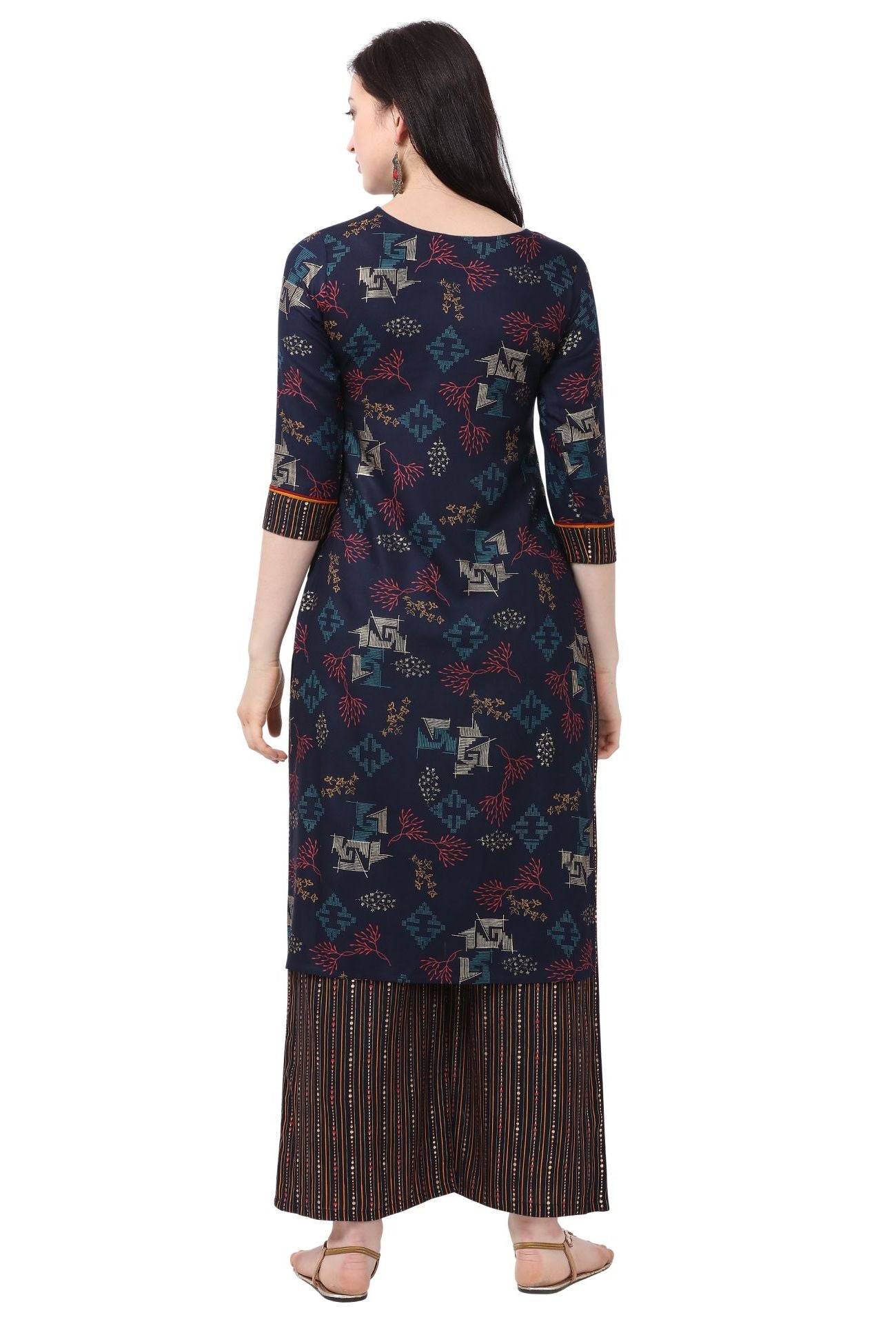 Women's Printed Rayon Kurta and Palazzo Set
