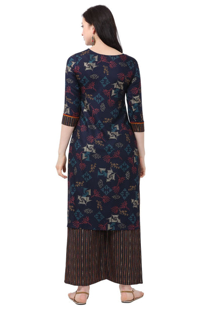 Women's Printed Rayon Kurta and Palazzo Set
