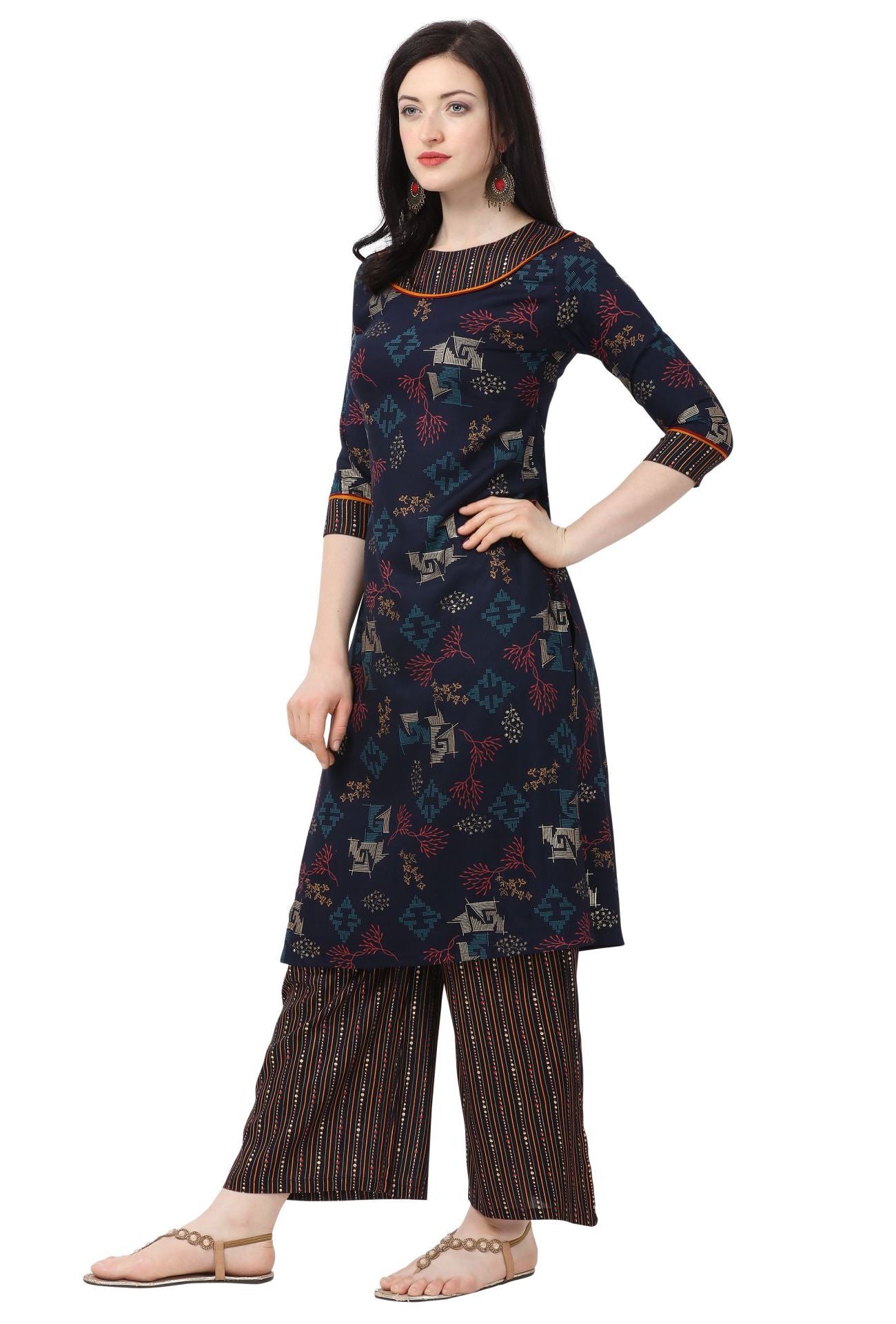 Women's Printed Rayon Kurta and Palazzo Set