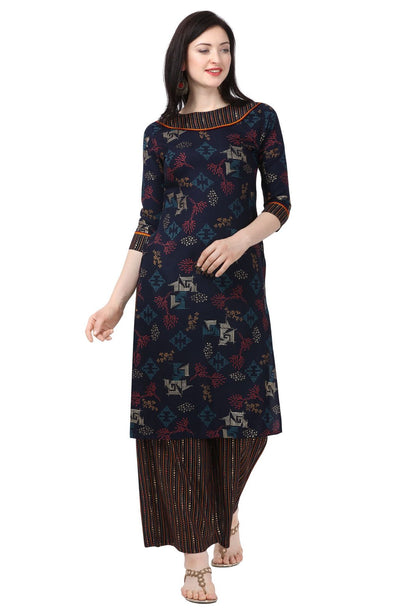 Women's Printed Rayon Kurta and Palazzo Set