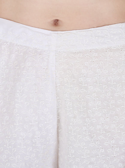 Women's Cotton Embroidered Chikankari Palazzo
