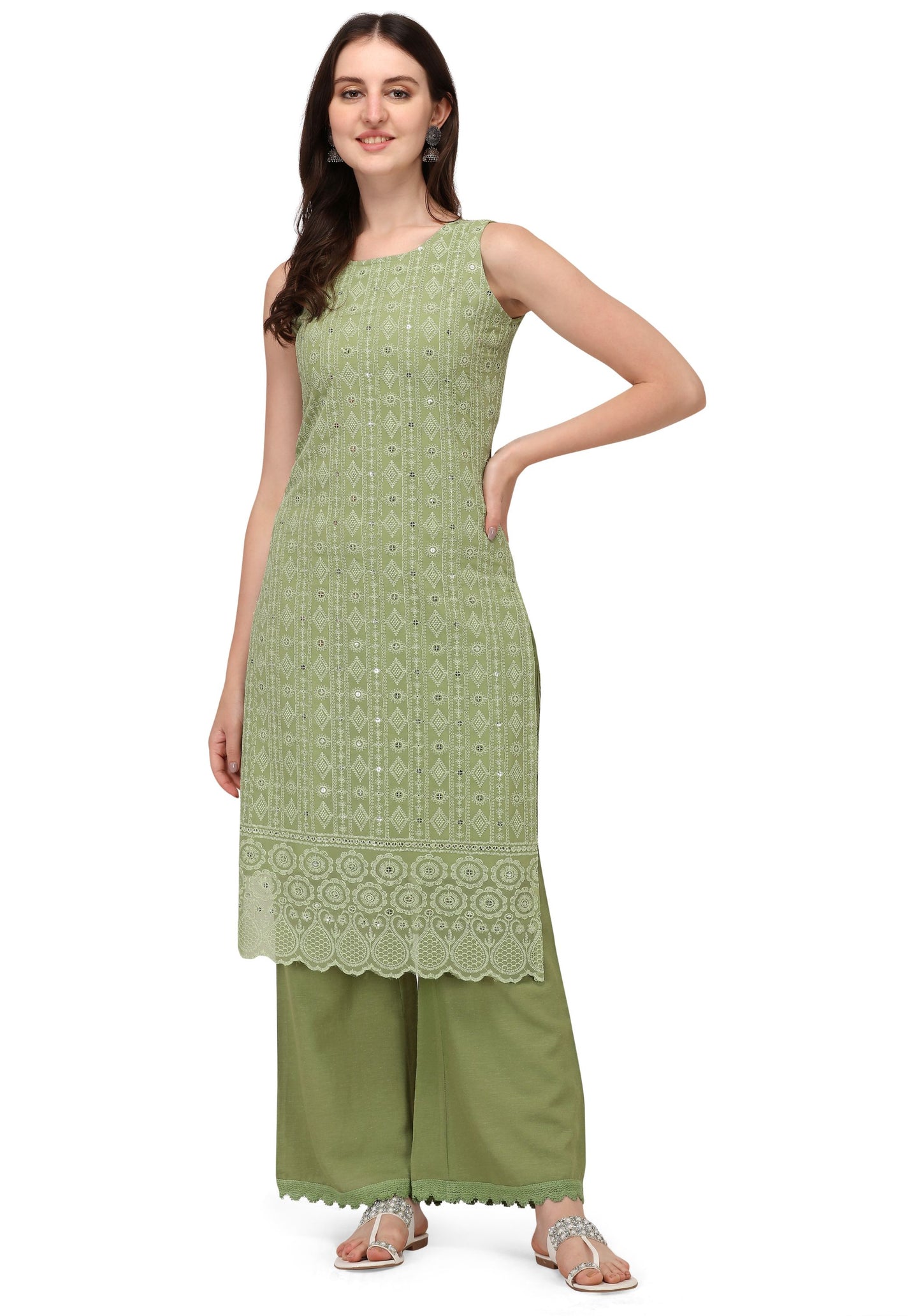Women's Schiffily Georgette Kurta and Palazzo Set
