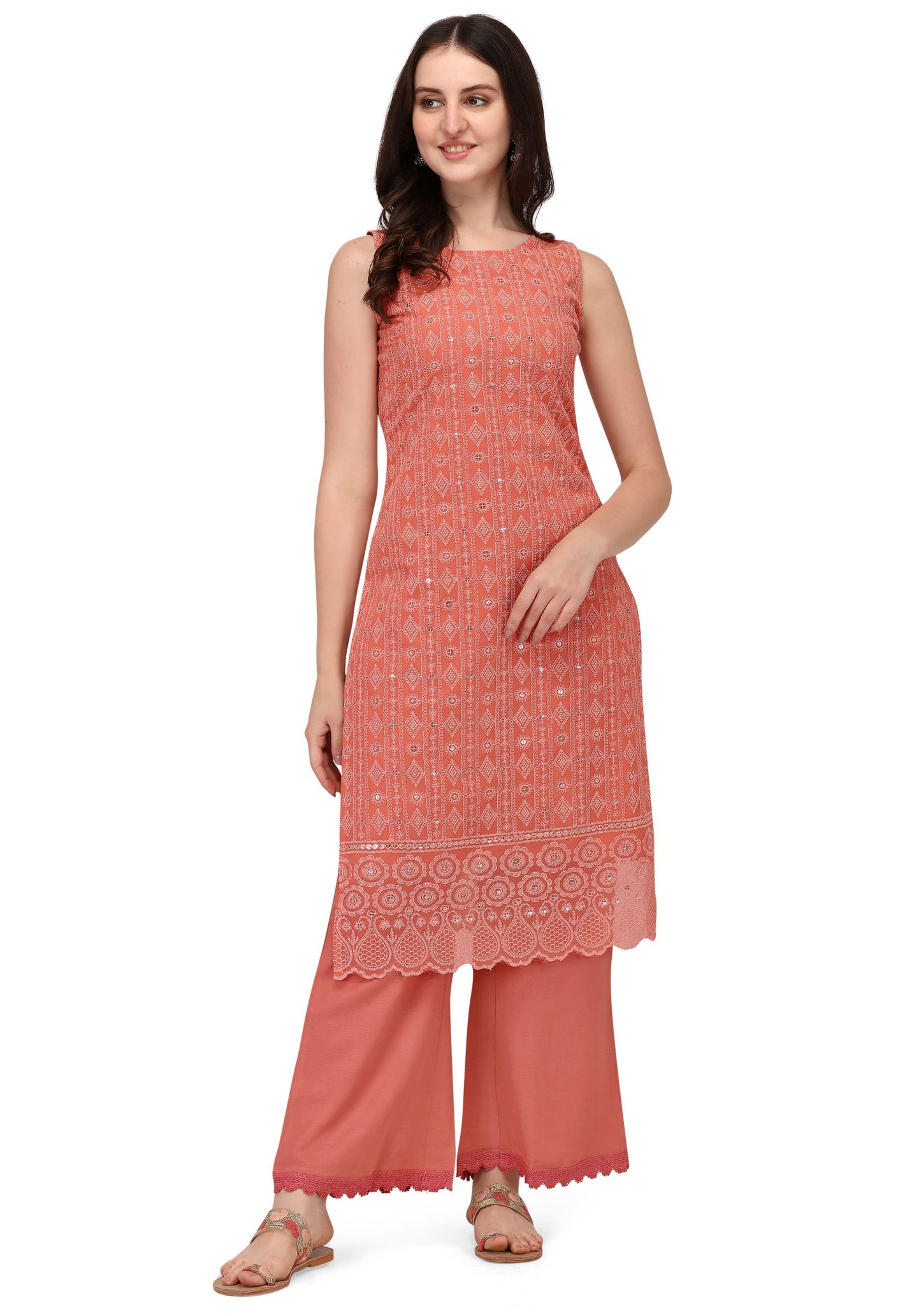 Women's Schiffily Georgette  Kurta and Palazzo Set