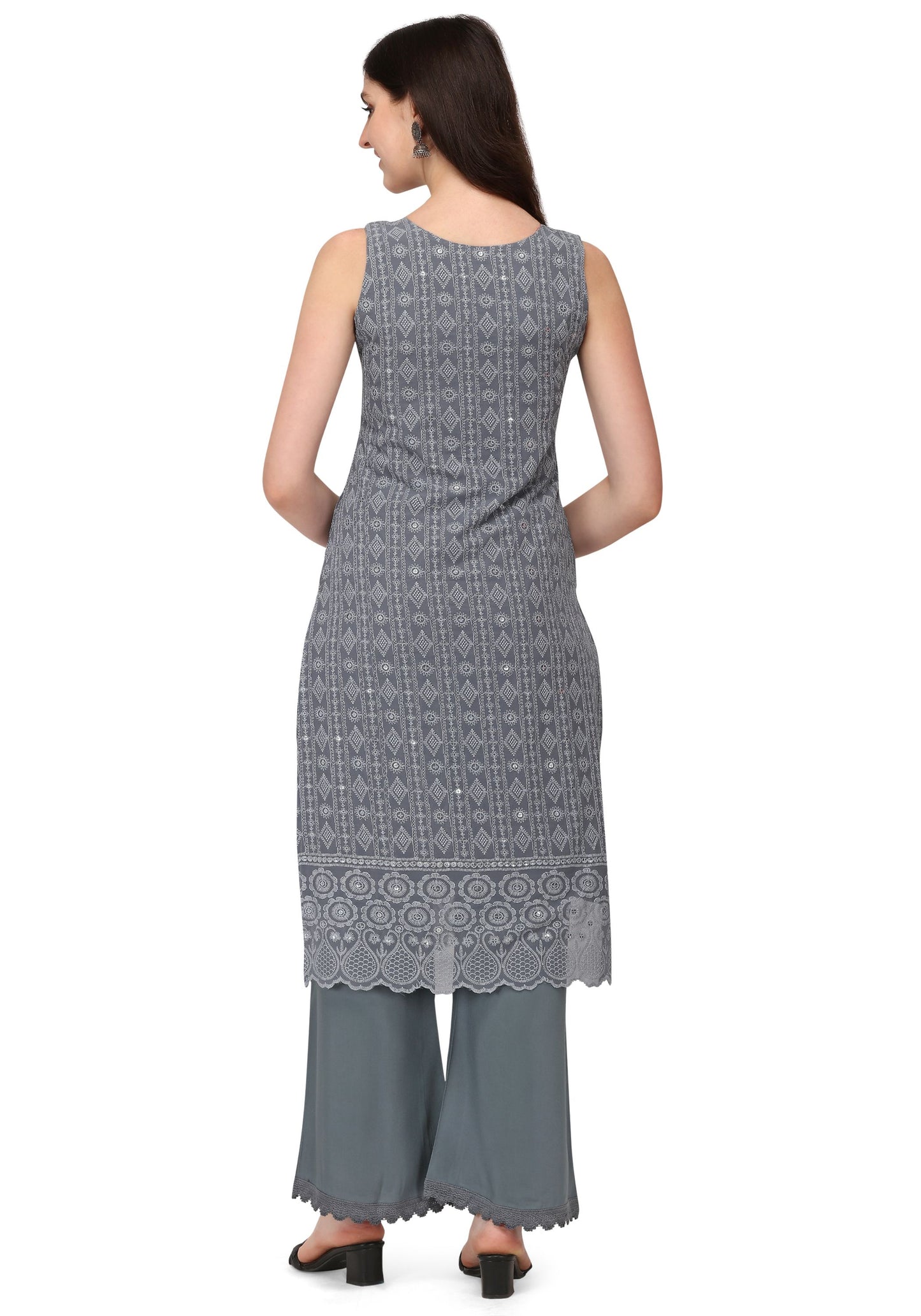 Women's Schiffily Georgette  Kurta and Palazzo Set