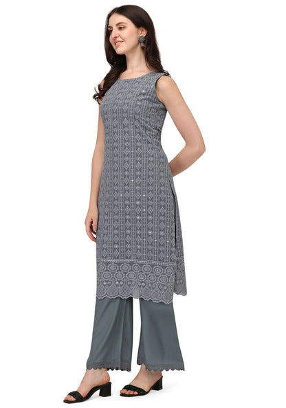 Women's Schiffily Georgette  Kurta and Palazzo Set