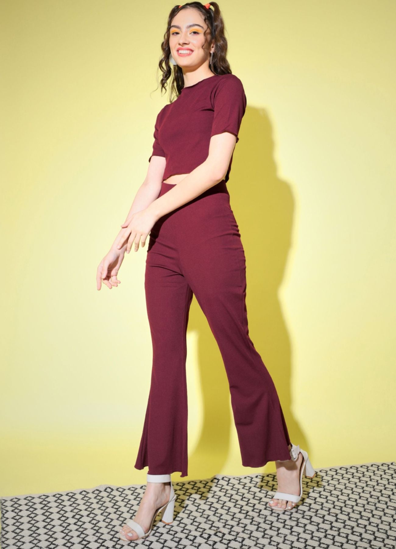 Women's Polyester Bodycon Co-ord Set