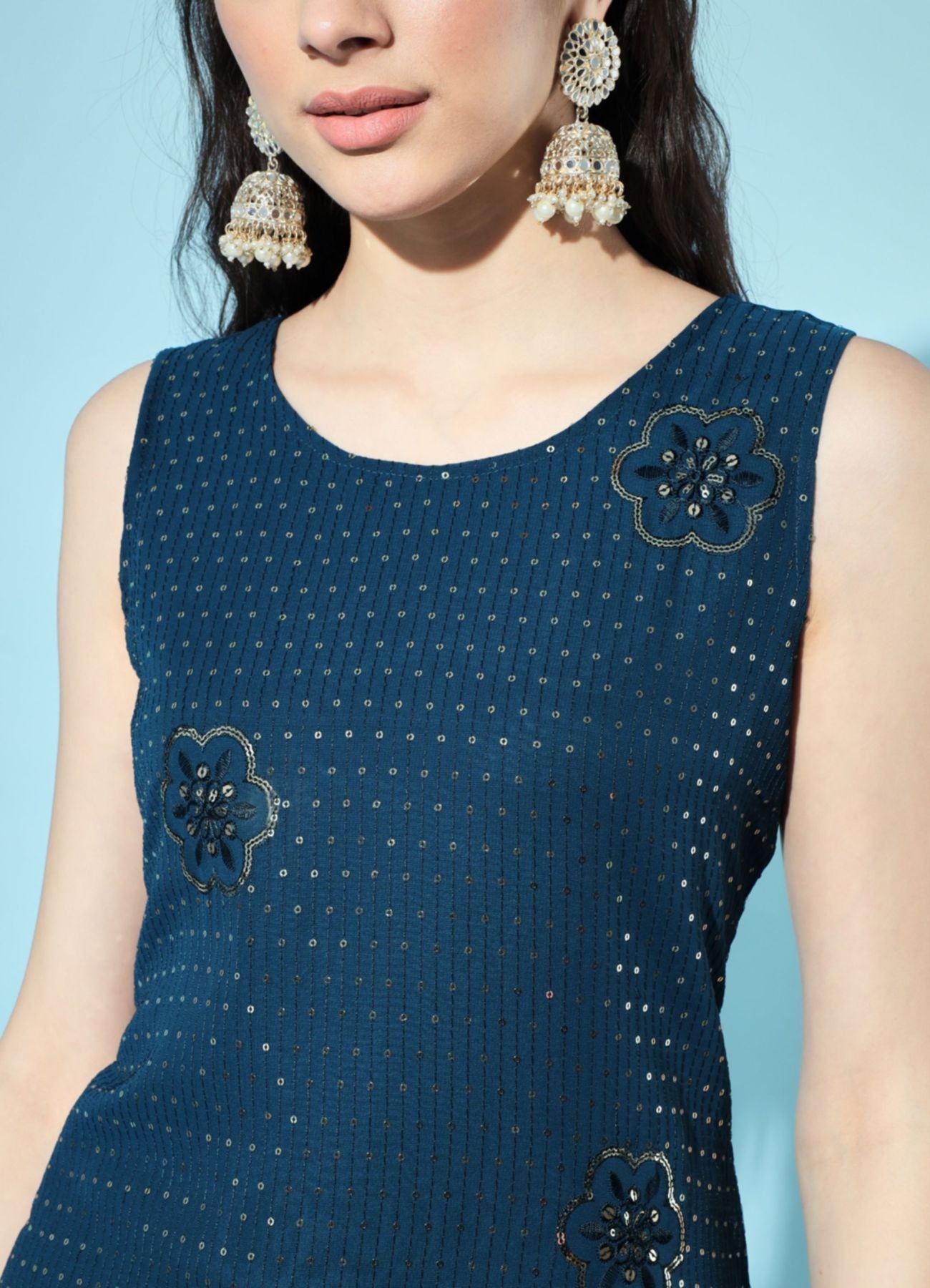 Women's Embroidered Georgette Kurta and Sharara Set