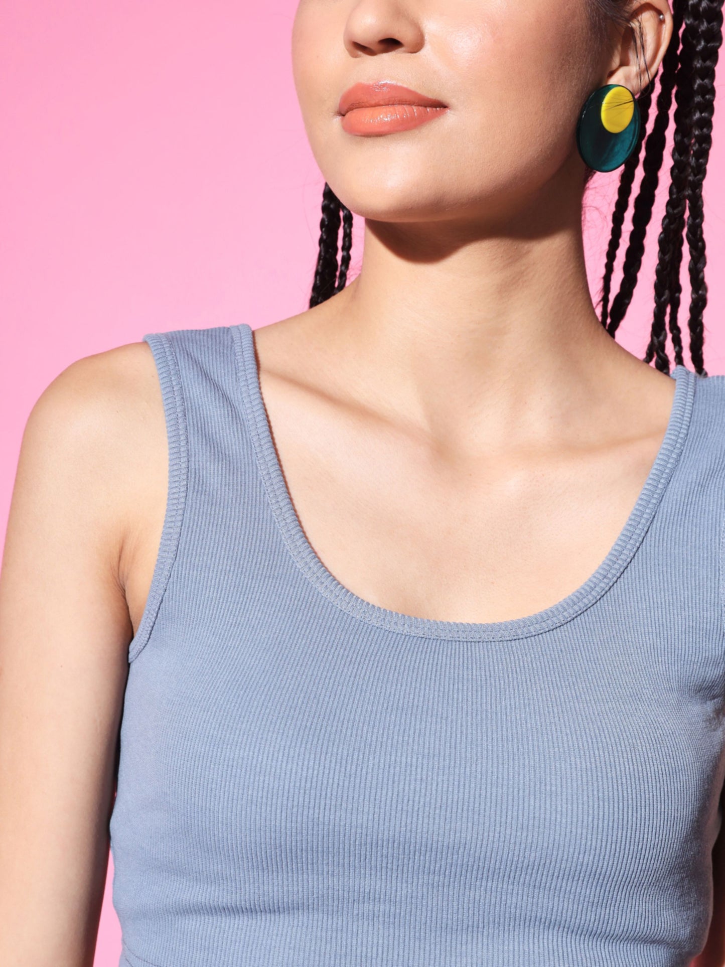 Women's Casual No Sleeve Solid  Sky blue Top