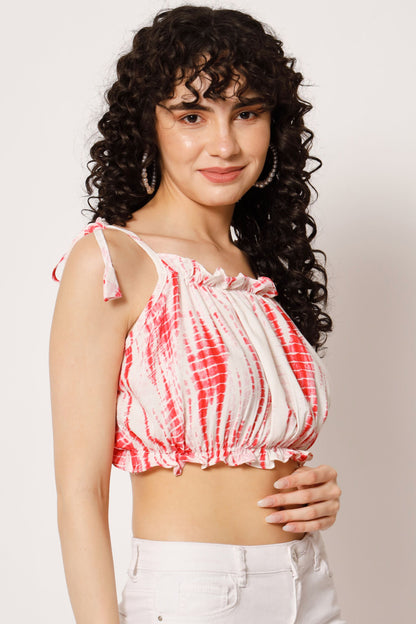 Women's  Beach Wear No Sleeve Printed Red Top