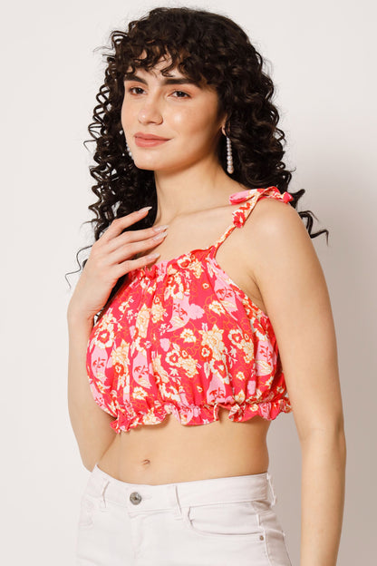 Women's  Beach Wear No Sleeve Printed WaterMelon Pink Top