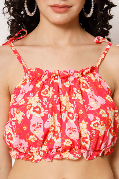 Women's  Beach Wear No Sleeve Printed WaterMelon Pink Top