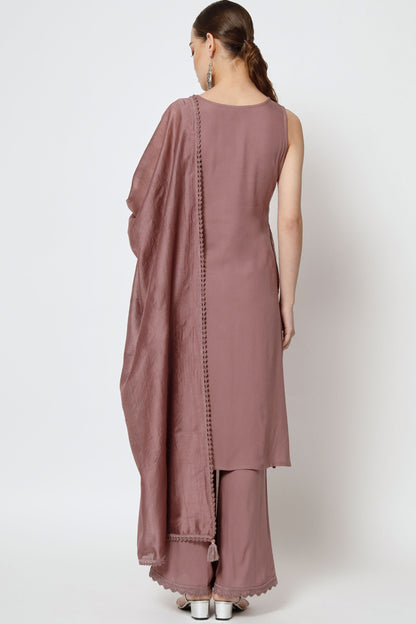 Women's Embroidered Rayon  Kurta Palazzo and Dupatta Set