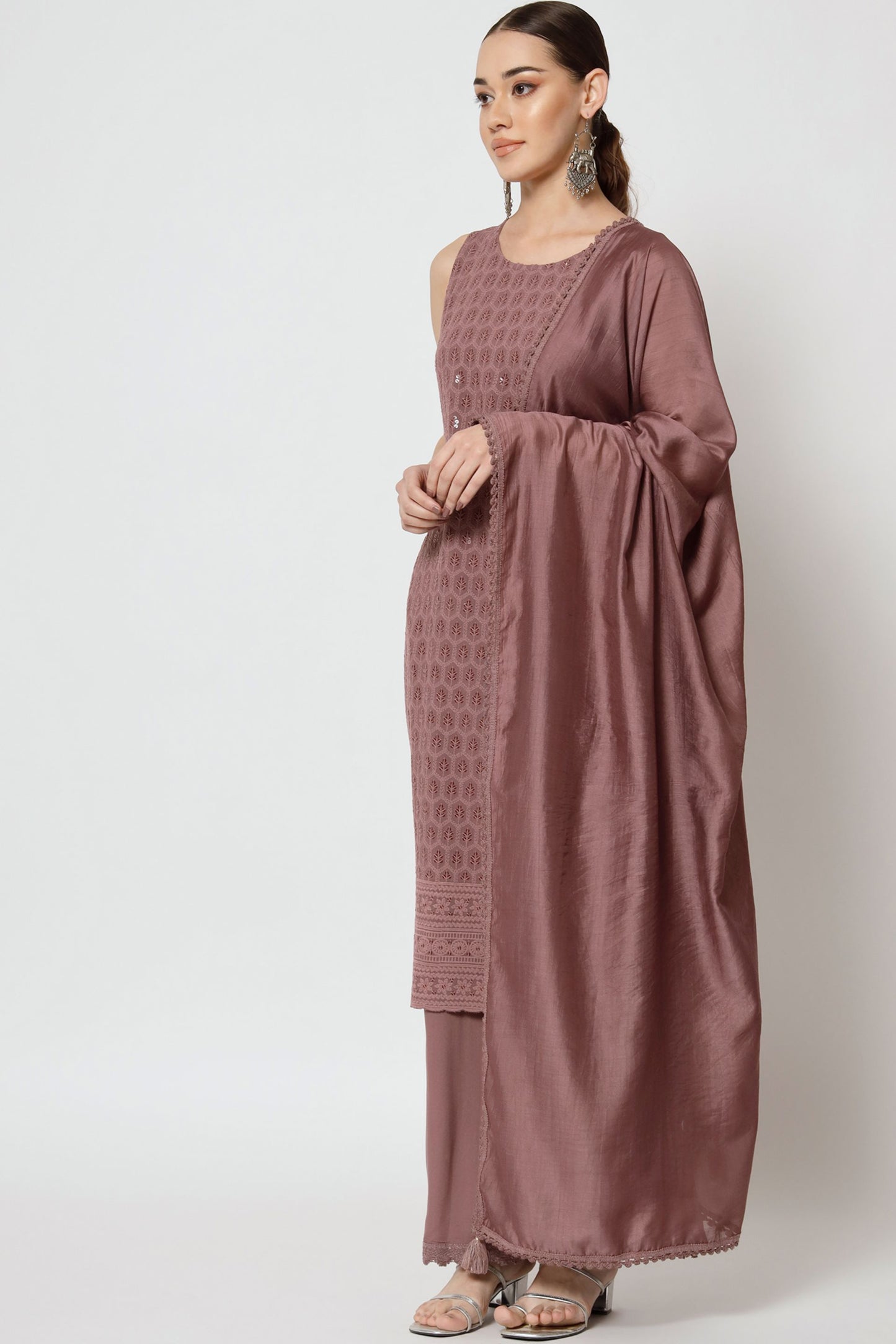 Women's Embroidered Rayon  Kurta Palazzo and Dupatta Set