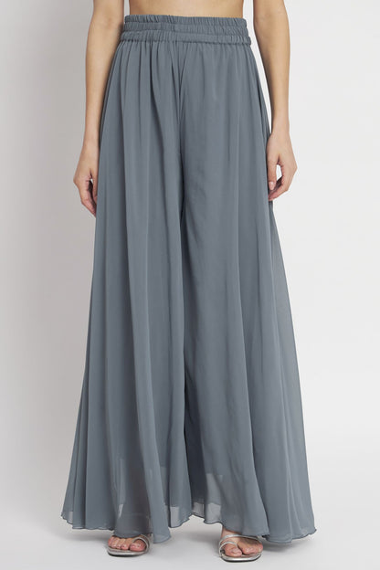 Women's Embroidered Georgette Kurta Palazzo and Dupatta Set