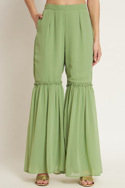 Women's Embroidered Georgette  Kurta and Sharara Set