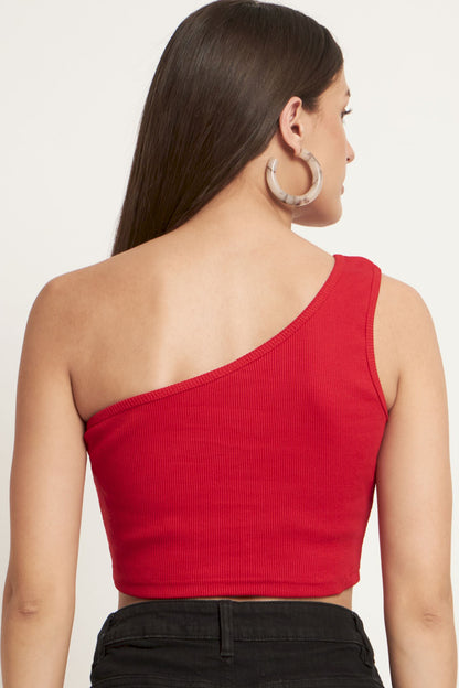 Women's  Casual No Sleeve Solid Red Top