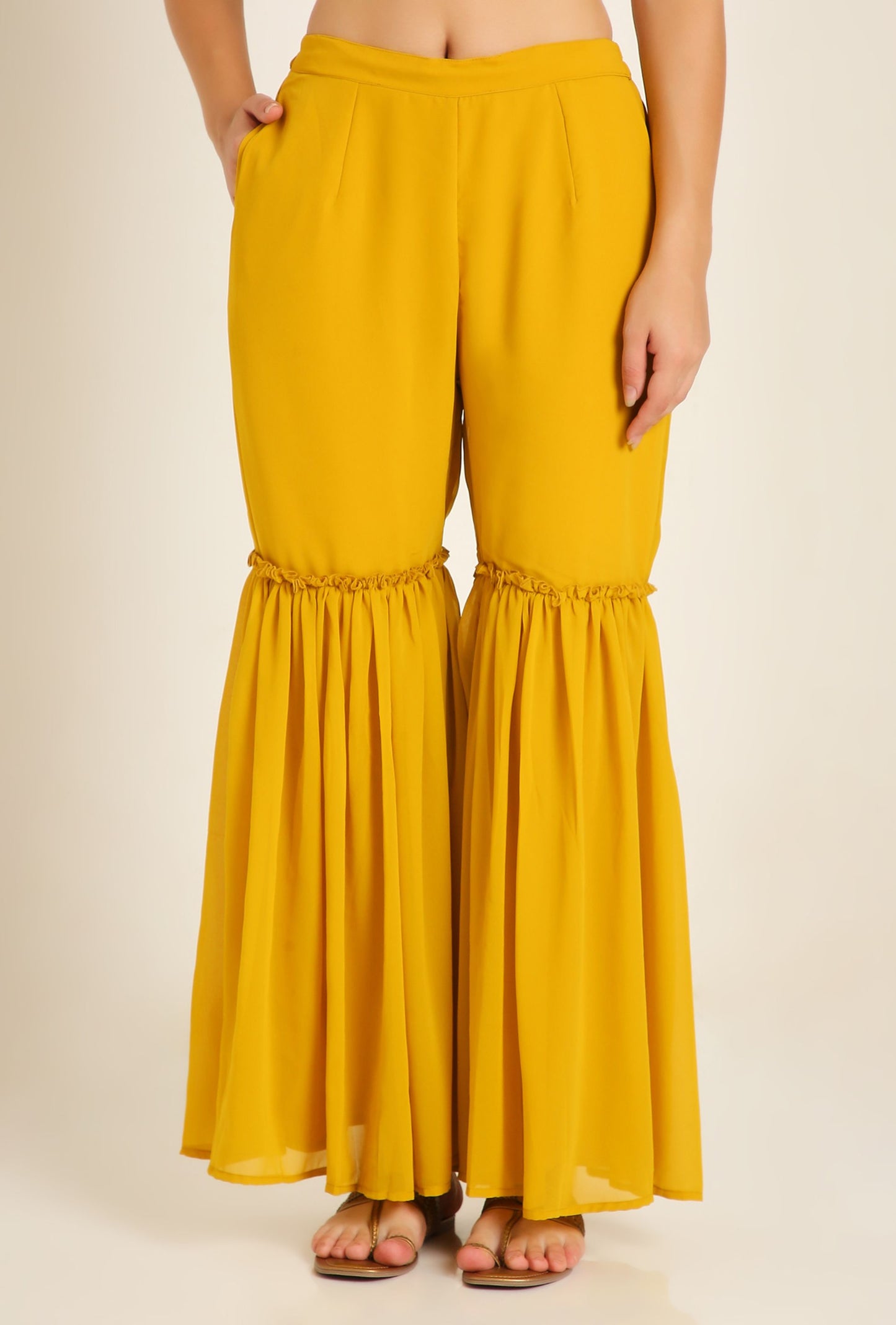 Women's Embroidered Georgette  Kurta and Sharara Set