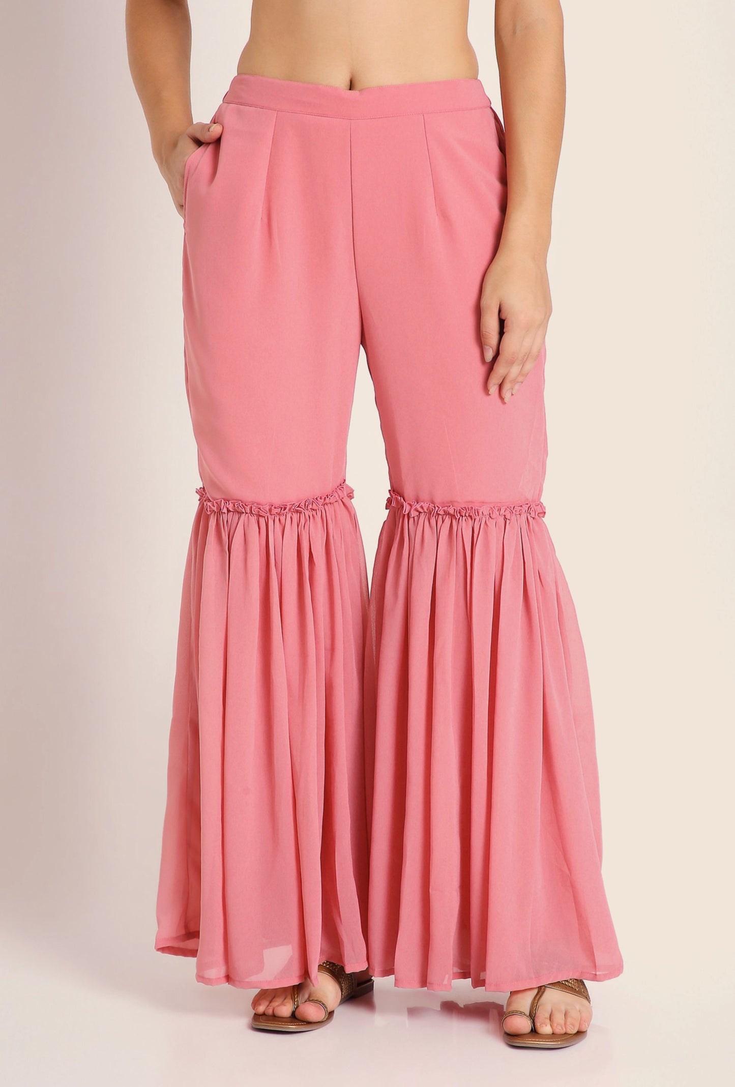 Women's Embroidered Georgette  Kurta and Sharara Set