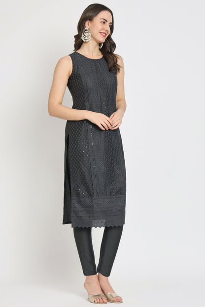 Women's Embroidered Silk Blend  Kurta Pyjama & Dupatta Set