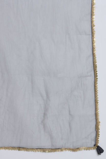 Women's Embroidered Silk Blend  Kurta Pyjama & Dupatta Set