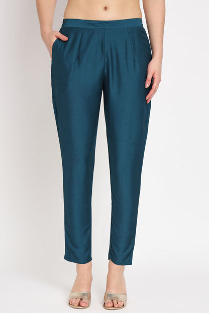 Women's Embroidered Silk Blend Kurta Pyjama & Dupatta Set