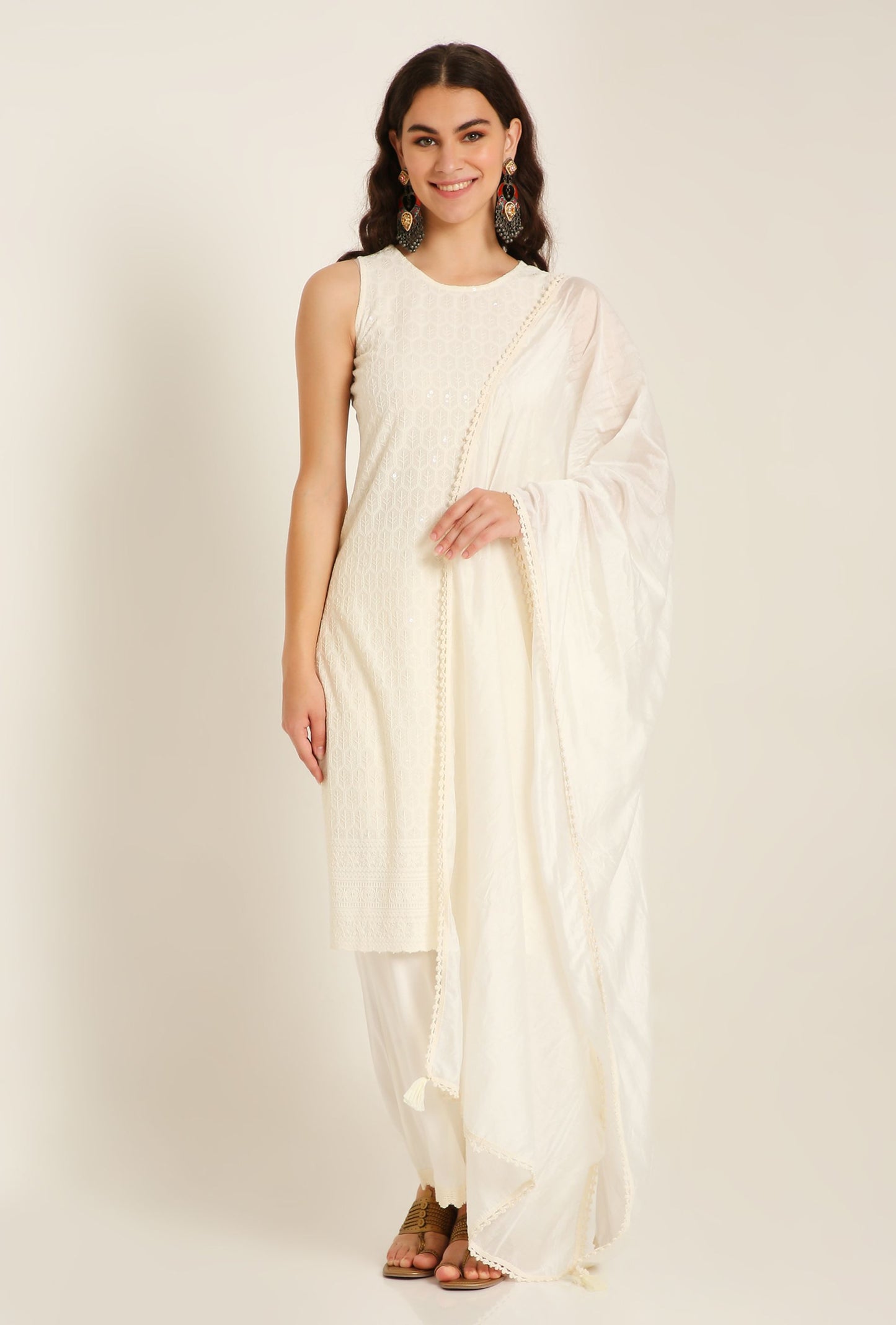 Women's Embroidered Rayon  Kurta Palazzo and Dupatta Set