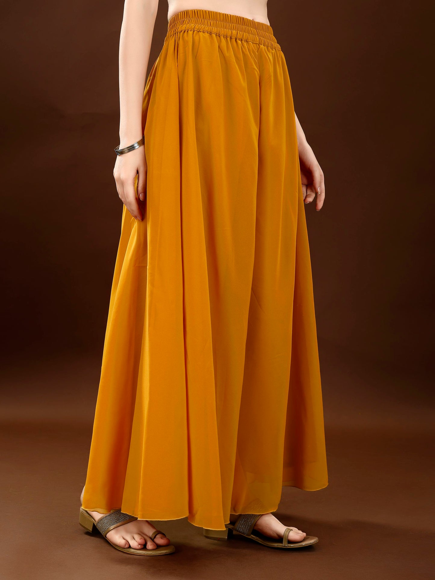 Women's Wine Embroidered Georgette KurtaPalazzo and Dupatta Set