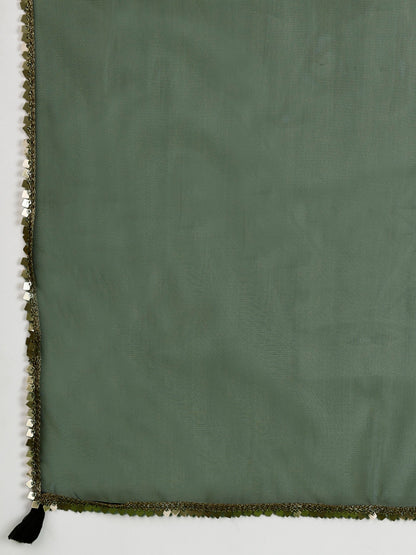 Women's  Embroidered Silk Blend Kurta Pyjama & Dupatta Set