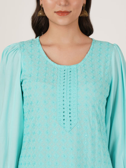 Women's Embroidered Rayon Kurta Pyjama & Dupatta Set