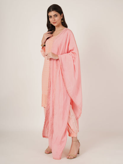 Women's Embroidered Rayon Kurta Pyjama & Dupatta Set