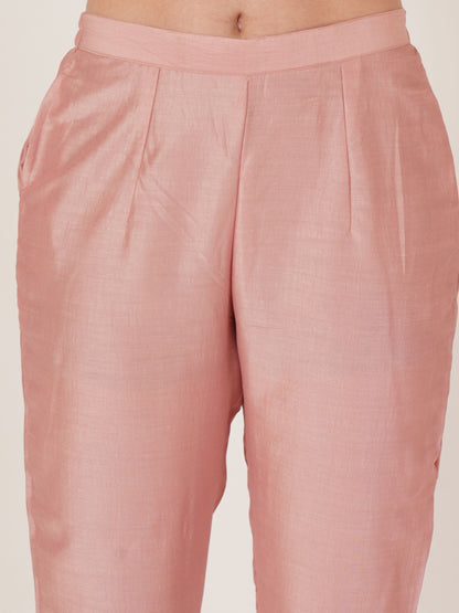 Women's  Embroidered Silk Blend  Kurta Pyjama & Dupatta Set