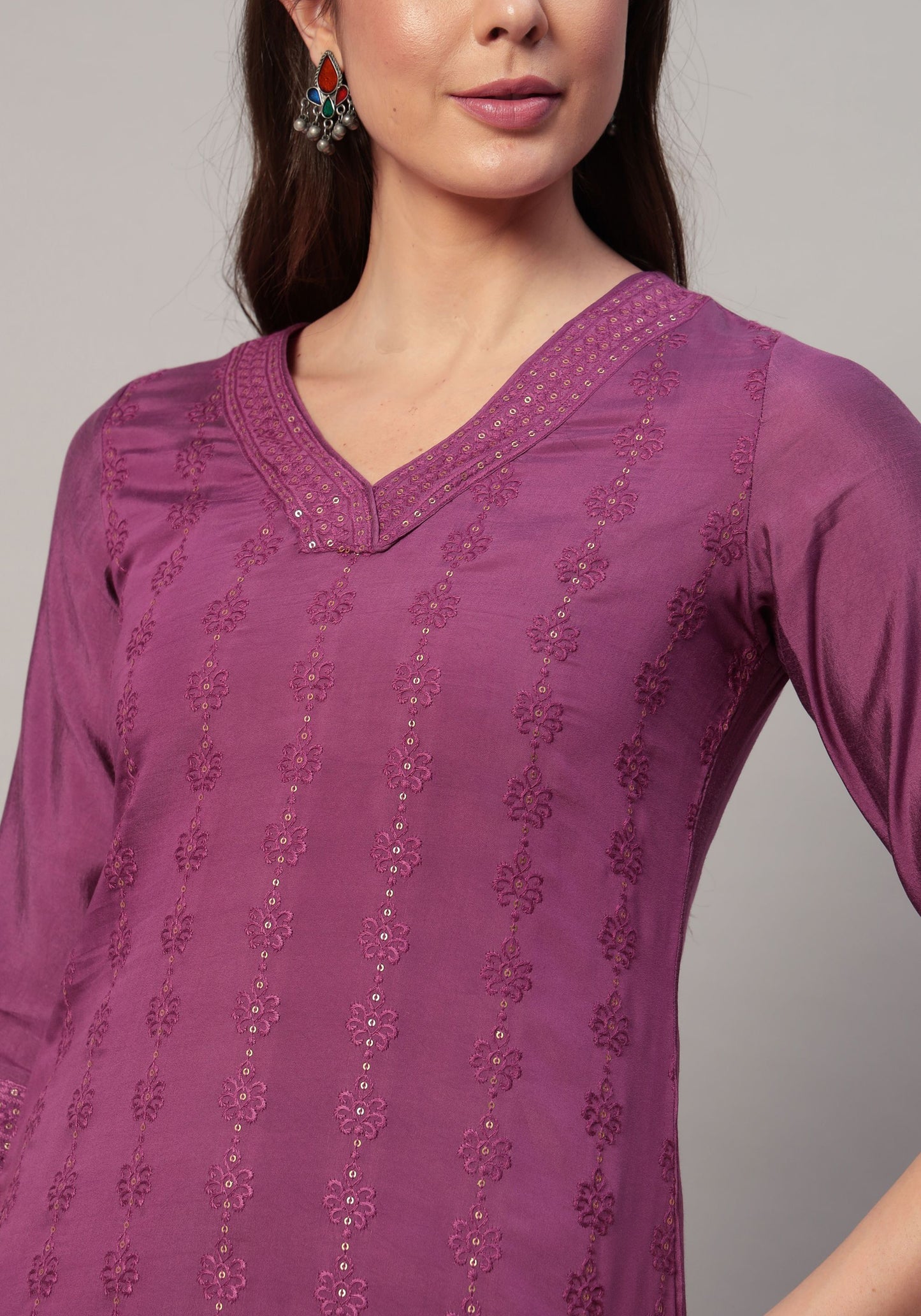 Women's Mustard Embroidered Silk Blend Kurta Pyjama & Dupatta Set