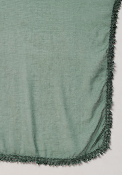 Women's Mustard Embroidered Silk Blend Kurta Pyjama & Dupatta Set