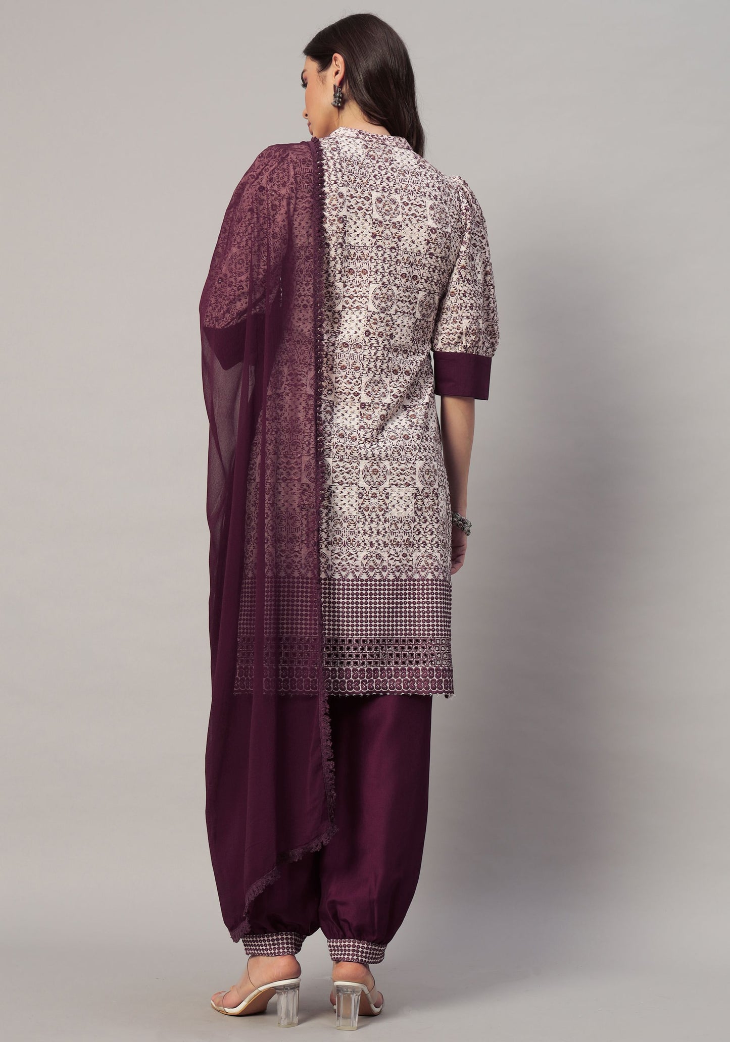 Women's  Embroidered Viscose Kurta Dhoti Pant & Dupatta Set