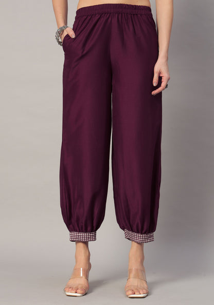 Women's  Embroidered Viscose Kurta Dhoti Pant & Dupatta Set