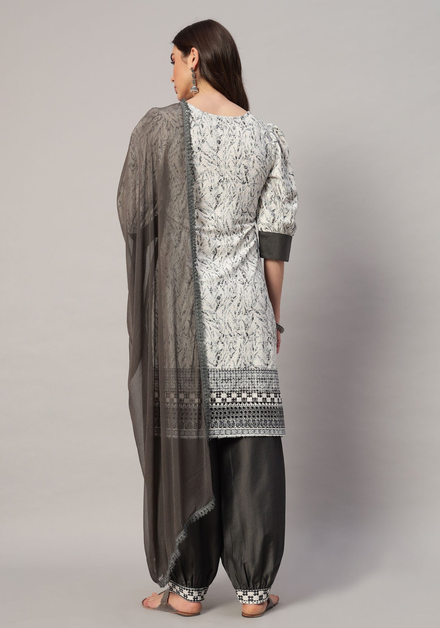 Women's  Embroidered Viscose Kurta Dhoti Pant & Dupatta Set