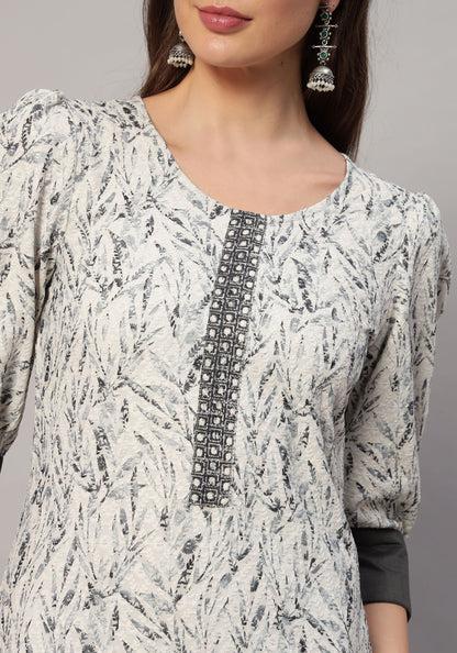 Women's  Embroidered Viscose Kurta Dhoti Pant & Dupatta Set