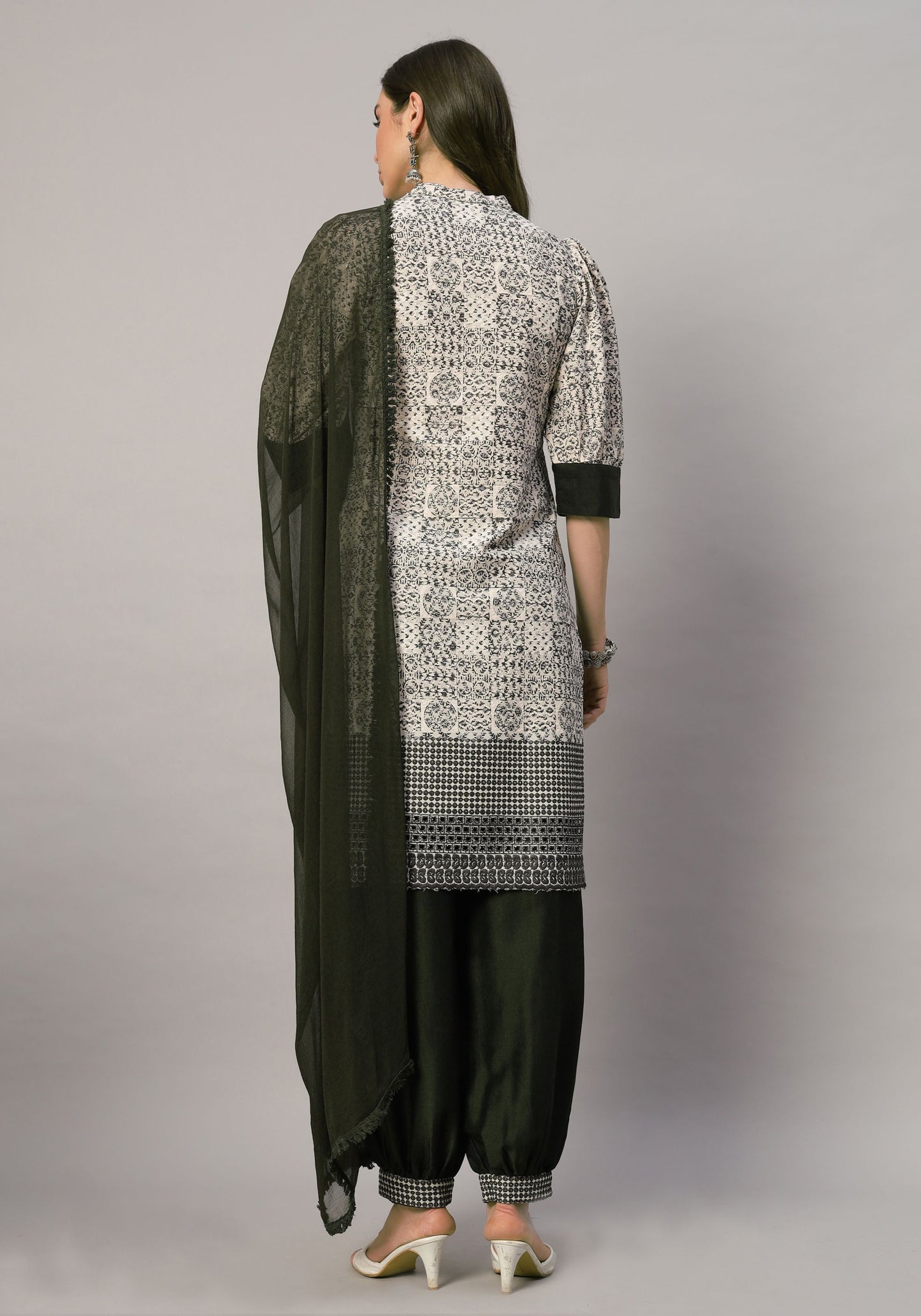 Women's  Embroidered Viscose Kurta Dhoti Pant & Dupatta Set