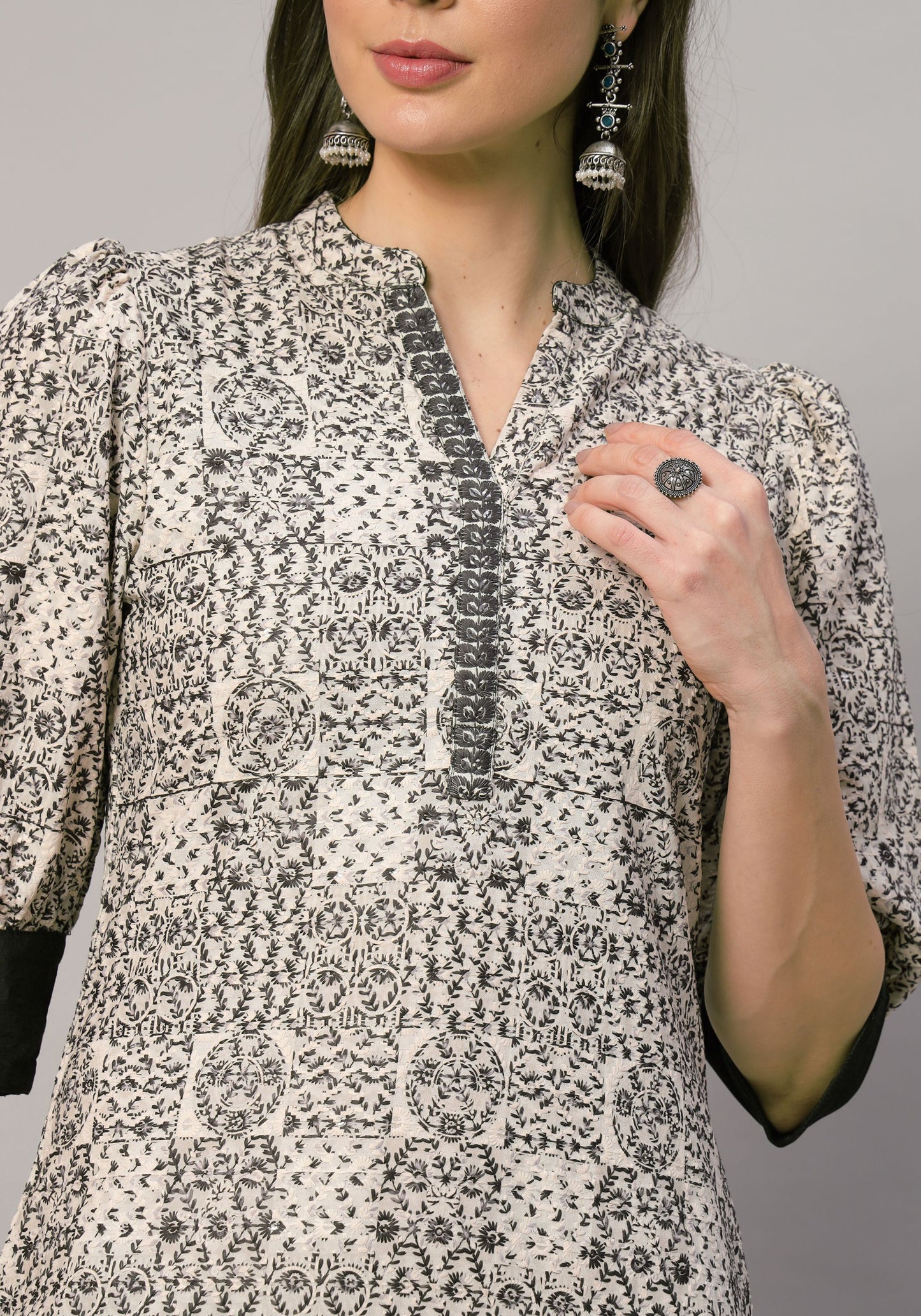 Women's  Embroidered Viscose Kurta Dhoti Pant & Dupatta Set