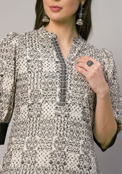 Women's  Embroidered Viscose Kurta Dhoti Pant & Dupatta Set