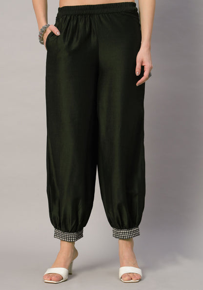 Women's  Embroidered Viscose Kurta Dhoti Pant & Dupatta Set