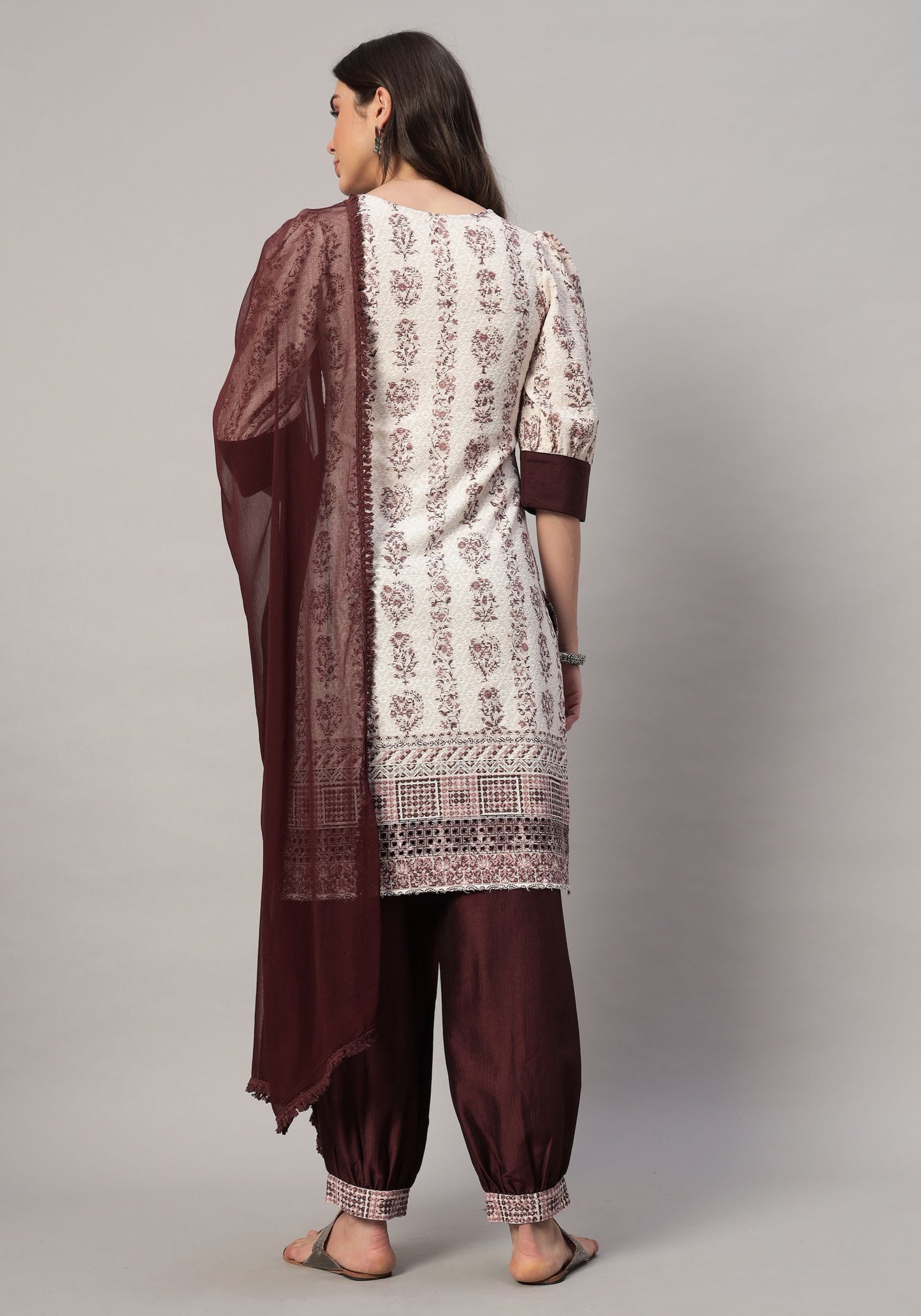 Women's  Embroidered Viscose Kurta Dhoti Pant & Dupatta Set