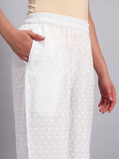 Women's Ice Cream Cone Design Embroidered Chikankari Palazzo