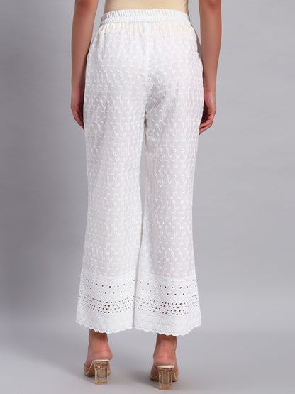 Women's Jalebi Borer Design Embroidered Chikankari Palazzo