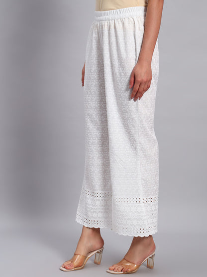 Women's Borer Design Embroidered Chikankari Palazzo
