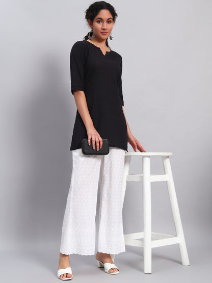 Women's Chevron Borer Design Embroidered Chikankari Palazzo