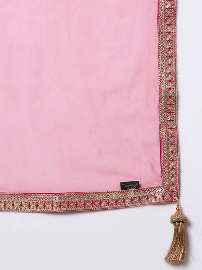 Women's Embroidered Silk Blend Kurta, Dhoti Pant & Dupatta Set