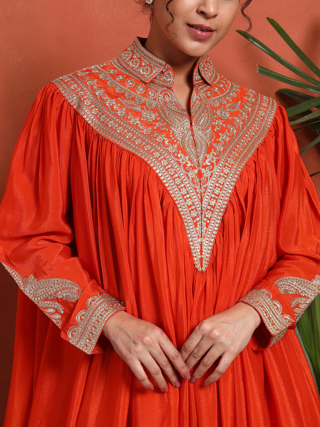 Women's Embroidered Silk Blend Kurta, Dhoti Pant & Dupatta Set